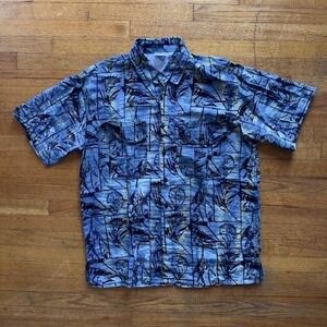 The Days Catch Short Sleeve Fishermen's‎ Fish Print Camp Shirt Vacation Size L